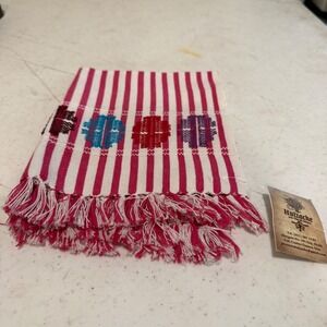 Huizache Mexican Handwoven‎ Placemat Pink White Striped NWT Oaxaca Folk Art